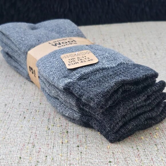 Lamb Wool Socks Gray Socks Set of 3 Socks Men Crew Socks New with tag Unbranded - Picture 3 of 10